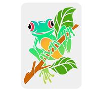 FINGERINSPIRE Raganella Pittura Stencil 21x29.7 cm Riutilizzabile Rana su Albero Modello Disegno Modello Fai Da Te Arte Foresta Pluviale Raganella Stencil Tema Animale Stencil per Pittura su Parete