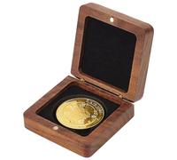 FINGERINSPIRE Scatola di esposizione della moneta di sfida di legno con il velluto nero dentro