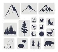 FINGERINSPIRE Set di 17 stencil per animali della foresta di montagna di dimensioni miste stencil di disegno di animali selvatici di montagna modello riutilizzabile animali della foresta per la