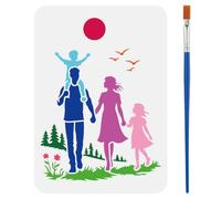 FINGERINSPIRE Silhouette di Persone di Famiglia Stencil per Pittura con Pennello, 29.7x21cm Stencils Raffigurante Una Famiglia di Quattro Persone Che Passeggiano Nella Foresta Stencil per Dipingere