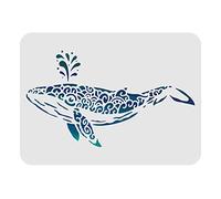 FINGERINSPIRE Stencil a forma di balena, 29,7 x 21 cm, in plastica, motivo animali marini, stencil rettangolari riutilizzabili per dipingere su legno, pavimenti, pareti e piastrelle