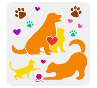 FINGERINSPIRE Stencil a forma di gatto, 30 x 30 cm, a forma di cuore, con filato, con zampe, riutilizzabile, stencil per disegnare sagome di animali domestici, creativo, modello decorativo a tema