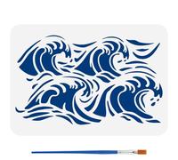 FINGERINSPIRE Stencil a onde con pennello, 29,7 x 21 cm, stencil per decorazioni a onde Infinite Connections, temi oceanici, modelli per legno, pareti, tessuti, mobili, pavimenti, artigianato fai da