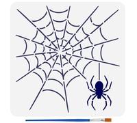 FINGERINSPIRE Stencil A Ragnatela con 1 pennello in Plastica da 30x30cm, Motivo A Ragno, Modello A Tema Halloween per Dipingere su Pareti, Legno, Tessuto, Mobili, Decorazioni Fai da Te per La Casa.