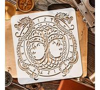FINGERINSPIRE Stencil Albero della Vita 30x30 cm Stencil per Pittura Drago Stencil in Plastica con Motivo Ad Albero e Drago Stencil Riutilizzabile Crea Fai da Te Albero della Vita Artigianato