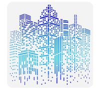 FINGERINSPIRE Stencil Città Edifici 30x30 cm Plastica PET Pittura Stencil Quadrato Grande Modello Morden Edifici Stencil Riutilizzabile Lavabile per Progetti di Lavoro Manuale per Interni Ed Esterni