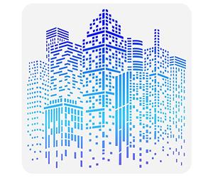 FINGERINSPIRE Stencil Città Edifici 30x30 cm Plastica PET Pittura Stencil Quadrato Grande Modello Morden Edifici Stencil Riutilizzabile Lavabile per Progetti di Lavoro Manuale per Interni Ed Esterni