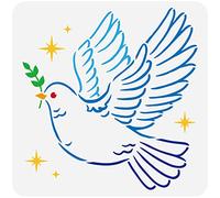 FINGERINSPIRE Stencil Colomba della Pace 30x30 cm - Pittura Stencil Plastica Riutilizzabili per Pittura su Legno Parete