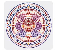 FINGERINSPIRE Stencil con calendario azteco, 30 x 30 cm, stencil in plastica con emblema Maya, stencil riutilizzabili per pittura su pareti in legno, progetti artistici fai da te, decorazioni per la