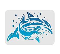 FINGERINSPIRE Stencil con delfini, 29,7 x 21 cm, motivo: creature, oceano marino, riutilizzabile, stencil per disegno fai da te, decorazione per la casa, legno e pittura murale