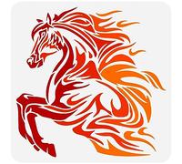 FINGERINSPIRE Stencil con tribù di cavalli di fuoco, 30 x 30 cm, riutilizzabile, al galoppo, per pittura su legno, pareti, mobili, artigianato, fai da te, decorazione per la casa