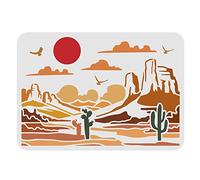 FINGERINSPIRE Stencil con Vista Deserto, 29,7 x 21 cm, in plastica, Stencil per Disegno del Deserto, Cactus, Sole, Uccelli, Stencil da Parete riutilizzabili per dipingere su Legno, Pavimento, Parete