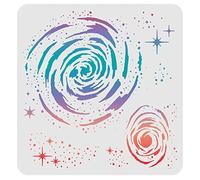 FINGERINSPIRE - Stencil decorativi, 30 x 30 cm, stencil quadrati in plastica, stencil riutilizzabili per dipingere e disegnare su legno, piastrelle, pavimenti, pareti e tessuto, motivo: spazio esterno