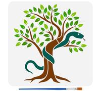 FINGERINSPIRE Stencil di Albero e Serpente con Pennello 30x30cm Stencil per Pittura a Forma di Serpente in Plastica Modello Riutilizzabile per La Decorazione della Casa per Dipingere su Legno, Pareti