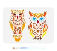 FINGERINSPIRE Stencil di Gufi con Pennello Da 29.7x21cm Due Stencil di Gufi Riutilizzabili Motivo di Uccelli Stencil di Grandi Dimensioni per Dipingere Gufi Temi di Animali Moo di Gufi