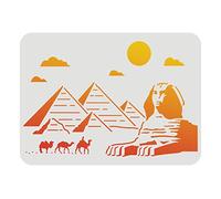 FINGERINSPIRE Stencil in plastica con piramidi egiziane, 29,7 x 21 cm, motivo: cammello, sfinge, nuvola, sole, per pareti, pavimenti, legno e piastrelle