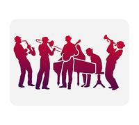 FINGERINSPIRE Stencil Jazz Band 29,7x21cm per disegno di orchestra stencil per chitarra dimensioni per sassofono pianoforte e musica a tema per pittura su parete, legno, mobili, tessuto e carta