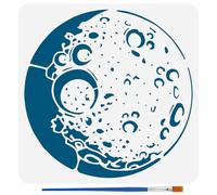 FINGERINSPIRE Stencil lunare con 1 pennello in plastica, 30 x 30 cm, riutilizzabile, per superfici lunari, stencil per dipingere su pareti, legno, tela, mobili fai da te