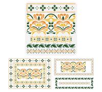 FINGERINSPIRE Stencil Mobili Intarsiato Indiano 30x30cm Riutilizzabile 6 Stili Modello Disegno Bordo Splicing Stencil Bordo Fiore per Dipingere su Mobili in Tessuto da Parete in Legno