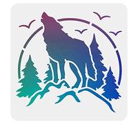 FINGERINSPIRE Stencil Montagna di Lupo 30x30cm Plastica per Pittura del Bosco Riutilizzabile Parete di Legno