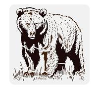 FINGERINSPIRE Stencil Orso Grizzly per Dipingere 30x30cm Grande Stencil per Pittura Orso Nero Riutilizzabile Modello di Disegno per Animali Selvatici Stencil A Tema Scavato per La Decor Della Parete