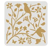 FINGERINSPIRE Stencil per Dipingere Uccelli su Ramo 30 x 30 cm Riutilizzabile - Rami di Albero, Fiore - per Legno, Pavimenti, Mobili, Pareti