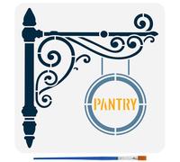 FINGERINSPIRE Stencil per Dispensa con Pennello 30x30cm Stencil di Disegno per Cartello da Cucina Decorativo Stencils di Cartello da Dispensa per Dipingere su Pareti in Legno Casa Cucina Decorazione