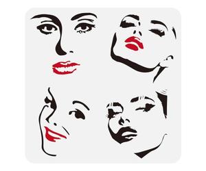 FINGERINSPIRE Stencil per Espressione Femminile 30x30cm Stencil per Pittura Profilo Viso Ragazza Disegno Viso Donna Stencil Modelli Riutilizzabili per Viso Close-Up per Piastrelle Pavimenti Mobili