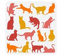 FINGERINSPIRE Stencil per gatti, 30 x 30 cm, riutilizzabile, per dipingere, fai da te, simpatici modelli di gatti, stencil per dipingere su pareti, mobili, legno e carta