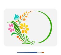 FINGERINSPIRE Stencil per Ghirlande con Pennello Da 29.7x21cm Stencil Riutilizzabili per Fiori Anelli Floreali Stencil per Pittura Stencil per Anelli di Ghirlande Temi Vegetali Moo In PET per Pittura