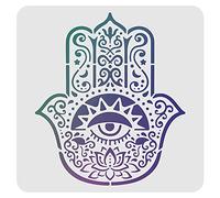 FINGERINSPIRE Stencil per mani di Hamsa 30x30cm Stencil per pittura a mano in plastica con mandala Stencil quadrati riutilizzabili per dipingere su pareti di legno