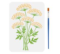FINGERINSPIRE Stencil per Pittura a Finocchio Fiore con Pennello 29.7x21cm Stencils a Denti di Leone Stencil Fiori Selvatici Modello PET per Temi Umani Modello per Legno Pavimento Piastrella Tessuto