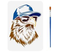 FINGERINSPIRE Stencil per Pittura A Forma di Aquila con Pennello 21x29.7cm Modello di Disegno con Motivo A Aquila con Occhiali da Sole e Cappello Tema Animali Stencil Fai da Te per Pittura su Legno