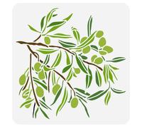 FINGERINSPIRE Stencil per pittura a forma di ramo di ulivo 30 x 30 cm, riutilizzabile, modello di disegno in plastica PET rami di albero, stencil a tema pianta per la decorazione domestica