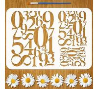 FINGERINSPIRE Stencil per Pittura Astratta con Numeri con Pennello, 21x29.7cm Riutilizzabile Stencil per Disegno di 0-9 Numeri Modello in Plastica PET con Parole Modello per Pittura su Legno e Vestiti