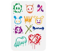 FingerInspire - Stencil per pittura con graffiti, 21 x 29,7 cm, riutilizzabile, corone, cuori, frecce, ali, per pareti e lavori in legno