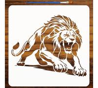 FINGERINSPIRE Stencil per Pittura con Motivo a Leone con Pennello, 30x30cm Riutilizzabile Modello per Disegno Ombra di Leone Modello in Plastica a Tema Animale Domestico per Pittura su Mobili in Legno