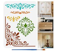 FINGERINSPIRE Stencil per Pittura di Bordi con Pennello, 21x29.7cm in Plastica PET Bordi e Angoli Del Modello di Disegno Del Bordo Decorato Stencil Decorativo a Tema Giornaliero per Pittura su Legno