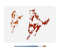 FINGERINSPIRE Stencil per Pittura di Cavallo Al Galoppo 21x29.7cm Moo di Cavallo Riutilizzabile con Pennello Stencil di Cavallo In Corsa In Plastica PET Stencil di Animali con Cavallo Cavo