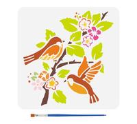 FINGERINSPIRE Stencil per Pittura di Fiori di Colibrì Da 30x30cm Moo di Colibrì Animale con Pennello Stencil di Uccelli In Volo per Dipingere Rami Fiori Foglie Moo per La Decorazione a Parete