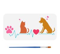 FINGERINSPIRE Stencil per Pittura Pet Love con 1 Pennello, 30x15cm Riutilizzabile per Disegno di Gatti e Cani Stencil di Stampa di Artigli a Forma di Cuore Stencils a Tema Animale per Pittura su Muro