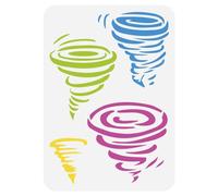 FINGERINSPIRE Stencil per Pittura Tornado, 21 x 29,7 cm, Riutilizzabile, 4 Stili, Fai Da Te, Arte, Natura, per Legno, Parete, Tessuto, Carta, Mobili