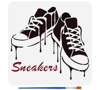 FINGERINSPIRE Stencil per Scarpe Graffiti con Pennello 30x30cm Stencil per Motivi di Scarpe da Ginnastica Stencils per Decorazioni di Scarpe Temi Graffiti Modello per Decorazioni di Mobili in Legno