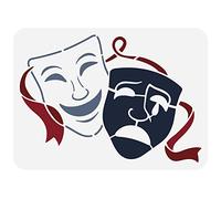 FINGERINSPIRE Stencil per Teatro 29,7x21cm Riutilizzabili Stencil per Teatro Dramma Commedia Stile Grandi Dimensioni Stencil per Musa Greca per Dipingere su Parete, Legno, Mobili, Tessuto e Carta