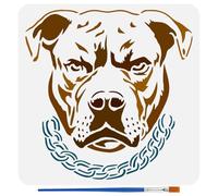 FINGERINSPIRE Stencil Pit Bull con pennello 30 x 30 cm Pit Bull con collana stencil cani feroci stencil PET stencil riutilizzabili Pit Bull Face stencil a tema animale modello decorazione testa di