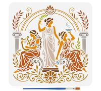 FINGERINSPIRE Stencil riutilizzabile con pennello, 30 x 30 cm, motivo: dea musa greca, modello per pittura mitologica, figure, sagome per casa, pareti, fai da te, decorazioni artigianali