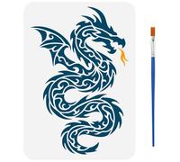 FINGERINSPIRE Stencil Tribali con Pennello 29.7x21cm Riutilizzabili Stencil Pterodattilo Stencils Decorativocon Drago Volante in PET Stencilscon Motivo Drago Modellocon Temi Animali per Dipingere