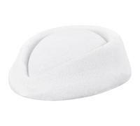 FINGERINSPIRE Stewardess Pillbox Cappello Fascinator Base Cappellino in Lana Finto Stewardessen Pillbox Cappello Cocktail Fascinator Base Per Donna Palcoscenico Cosplay Accessori Costume, bianco, M