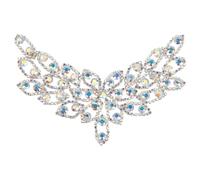 FINGERINSPIRE Strass Applique Toppe D'argento Cucire Su Strass D'ottone Applique Nozze Cintura Nuziale Collare Applique Fiore Glitter AB Colore Cristallo Strass Toppe Per Donne Vestito Da Sposa Decor