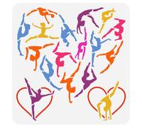 FINGERINSPIRE Turner Malschablone 30x30 cm Riutilizzabile con Motivo a Cuori per Ginnastica Modello di Disegno per Ginnastica Artistica Stencil per Dipingere su Legno, Pareti, Mobili in Tessuto